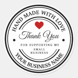 handmade with love | thank you  runder aufkleber