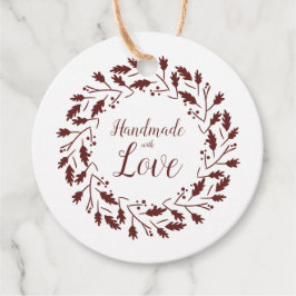 Handmade With Love Wreath Quote In Brown Geschenkanhänger