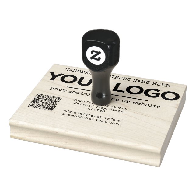 Handmade your Business Inline Logo Custom QR Code Gummistempel (Stempel)