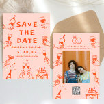 Handmalen von Funky Retro Contemporary Save The Date<br><div class="desc">Handmalen von Funky Retro Save the Date</div>