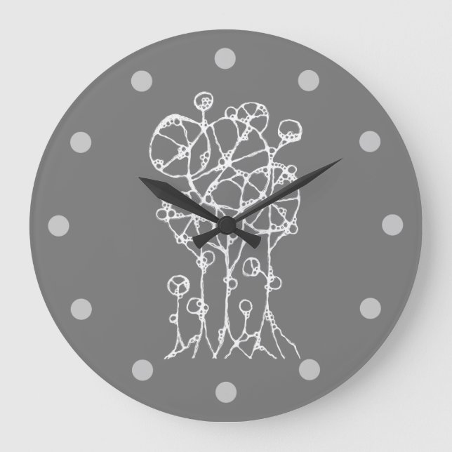 Handmalerei - Abstrakte Baumgruppe 2 Große Wanduhr (Vorderseite)