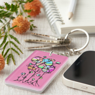 Handmalerei - Abstrakte Baumgruppe 3 Schlüsselanhänger