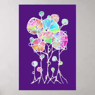 Handmalerei - Abstrakte Baumgruppe 4 Poster