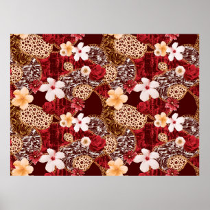 Handmalerei Abstrakte Wasserfarbe Leopard Zebra an Poster