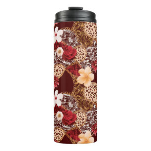 Handmalerei Abstrakte Wasserfarbe Leopard Zebra an Thermosbecher