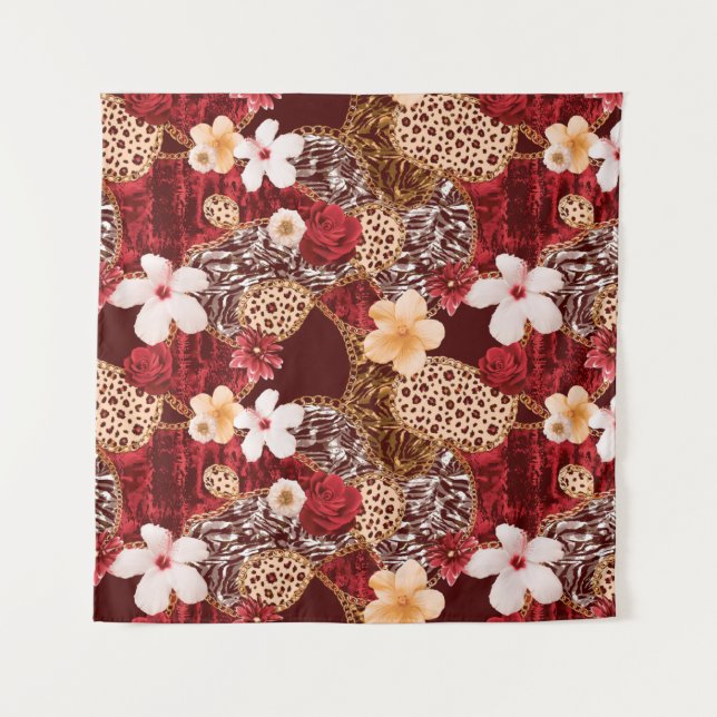 Handmalerei Abstrakte Wasserfarbe Leopard Zebra an Wandteppich (Vorderseite)