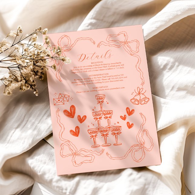 Handmalerei Retro Moderne Hochzeit Begleitkarte (Von Creator hochgeladen)