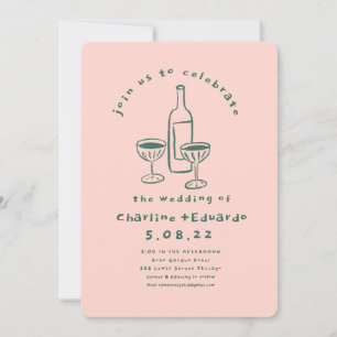 Handmalerei Retro Moderne Hochzeit Einladung