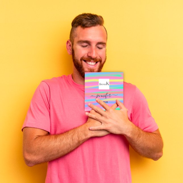 Handmande gelb rosa Abstraktes QR-LOGO Quadratische Visitenkarte (Handmande Yellow Pink Abstract Custom QR LOGO Square Business Card)