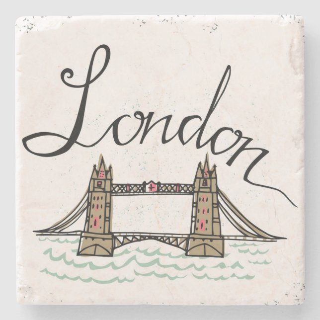 Handmit buchstaben gekennzeichnete London-Brücke Steinuntersetzer (Vorderseite)