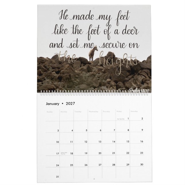 Handmit buchstaben gekennzeichneter Kalender des (Jan 2027)