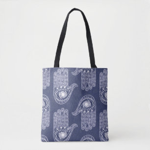Handmuster Blau & Weiß Hamsa / Augenschutz Tasche