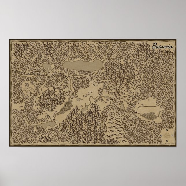 Handout-Karte von Barovia (Fluch der Straße) Poster (Vorne)