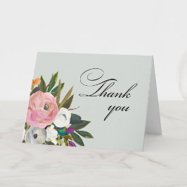 Handpainted Floral 100th Birthday Party Dankeskarte