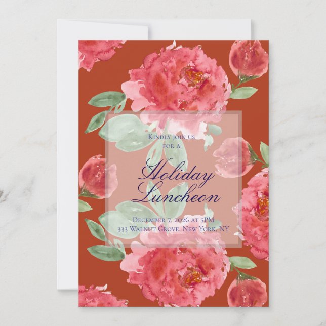 Handpainted Red Roses Holiday Luncheon (Vorderseite)