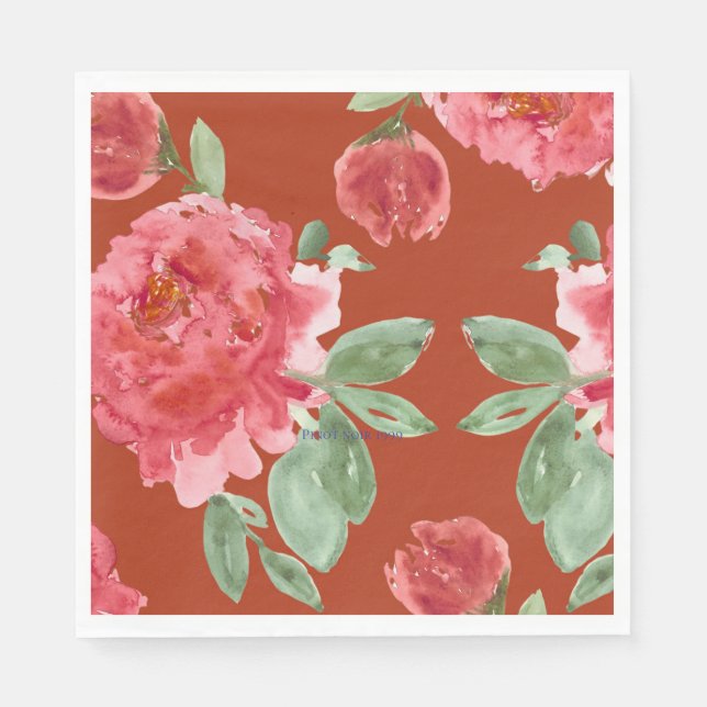 Handpainted Red Roses Holiday Luncheon Serviette (Vorderseite)