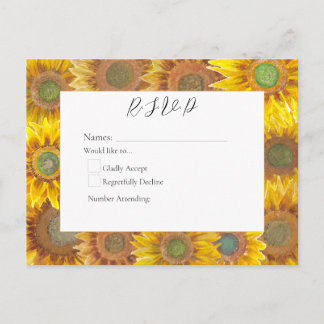Handpainted Sunflowers R.S.V.P Postcard Einladungspostkarte