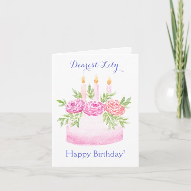 Handpainted Watercolor Floral BIRTHDAY Cake (Vorderseite)