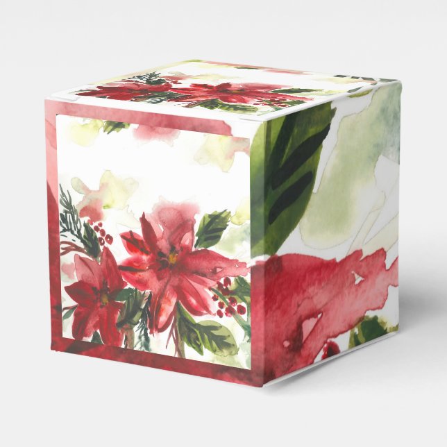 Handpainted Watercolour Poinsettas Geschenkschachtel (Vorderseite)
