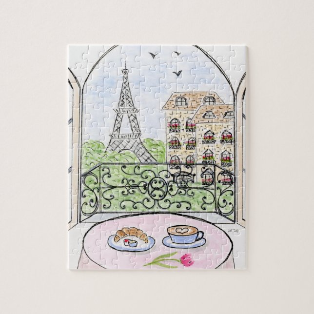 Handpainted Whimsical Paris and Eiffel Tower (Vertikal)