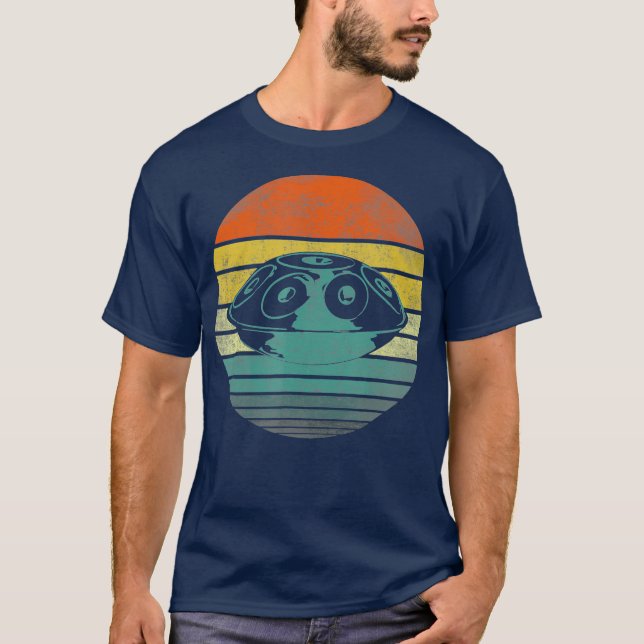 Handpan Hang Drum Musik Yoga Relax Sunset Retro T-Shirt (Vorderseite)