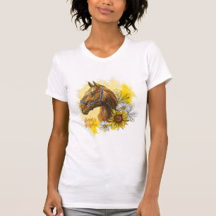 Handpferd mit Pflanze und Blume T-Shirt