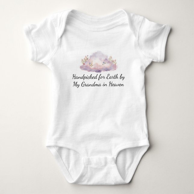 Handpicked for Earth by Grandma in Heaven Memorial Baby Strampler (Vorderseite)