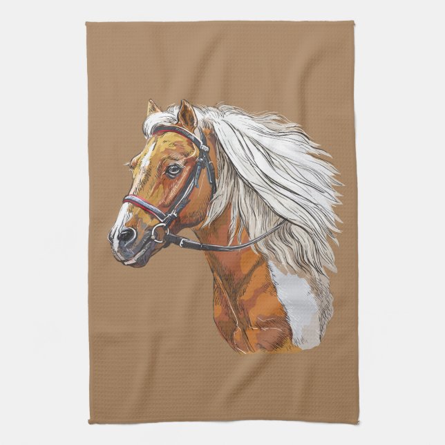 Handportrait mit zeichnend Pferdeschwanz Geschirrtuch (Vertikal)