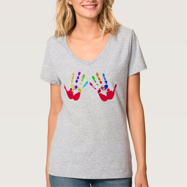 Handprints bunt! T-Shirt (Vorderseite)