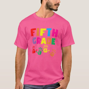 Handprints von Team 5th Grade auf Schullehrer B T-Shirt