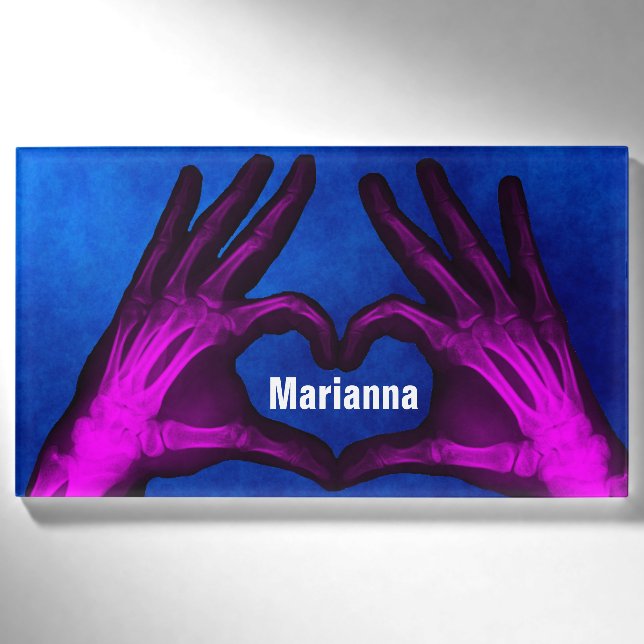 Handröntgenstrahl bildet Herz Namenschild (Vorderseite)