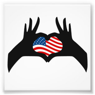 Hands Heart Symbol United Staaten American Flag Fotodruck