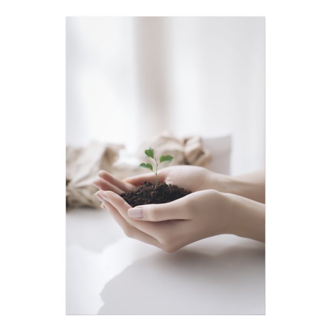 Hands Holding Seedling Growth Hope Fotodruck (Vorne)
