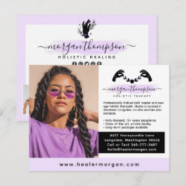 Hands & Moon Phase Massage Reiki Logo Marketing Postkarte