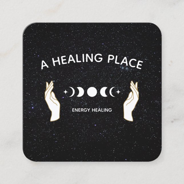 Hands Moon Phases Universe Stars Quadratische Visitenkarte (Vorderseite)