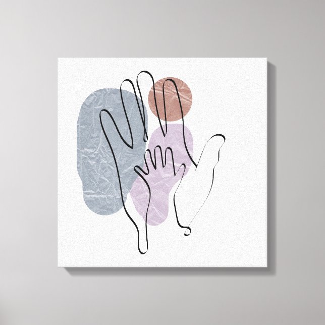 Hands Mother Child Line Art Liebe Leinwanddruck (Vorderseite)