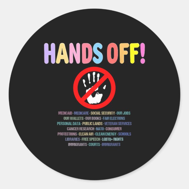 Hands Off Protest 2025 Runder Aufkleber (Vorderseite)