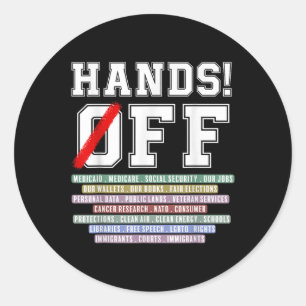 Hands Off Protest Apparel Hands Off Protest Runder Aufkleber