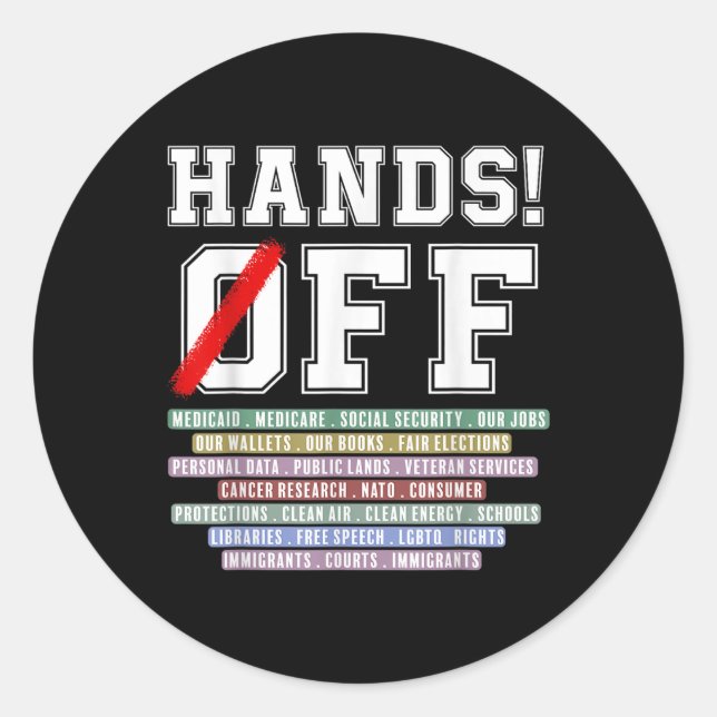 Hands Off Protest Apparel Hands Off Protest Runder Aufkleber (Vorderseite)