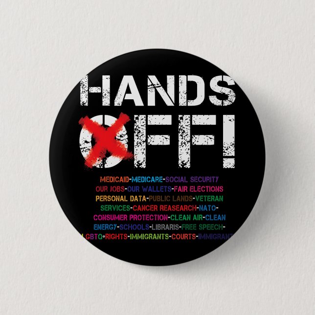 Hands Off Protest T - Shirt3.png Button (Vorderseite)
