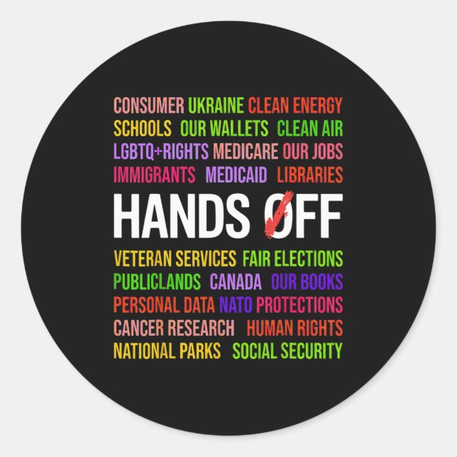 Hands Off T - Shirt.png Runder Aufkleber (Vorderseite)