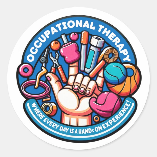 Hands-On-Therapie - Arbeitstherapie Runder Aufkleber (Vorderseite)
