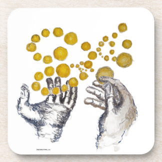 Hands Outstretched with Golden Globes Getränkeuntersetzer