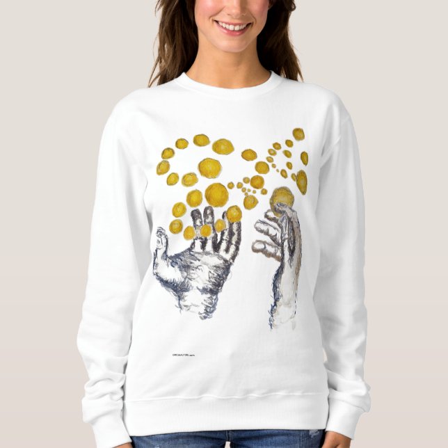 Hands Outstretched with Golden Globes Sweatshirt (Vorderseite)