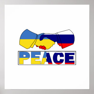 Handschake des Friedens, ukrainische Flagge für Ru Poster