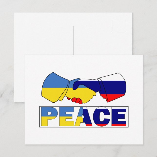 Handschake des Friedens, ukrainische Flagge für Ru Postkarte (Vorne/Hinten)