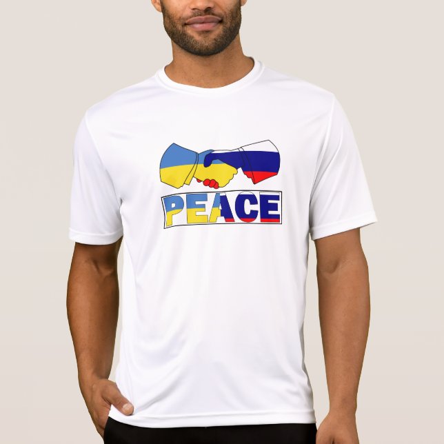 Handschake des Friedens, ukrainische Flagge für Ru T-Shirt (Vorderseite)