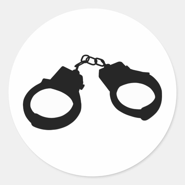 Handschellen Kontur Silhouette Runder Aufkleber (Vorderseite)