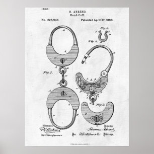 Handschellen-Patent-Druck 1880 Poster