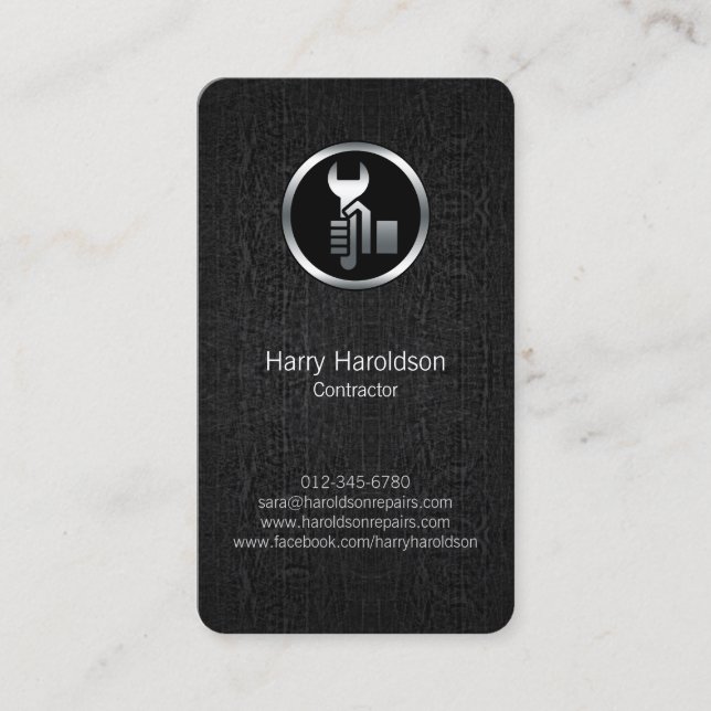 Handschlüssel für Black Grunge Contractor Business Visitenkarte (Vorderseite)